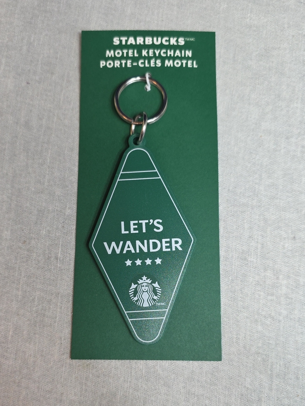 Starbucks Green 'Let's Wander' Motel Keychain